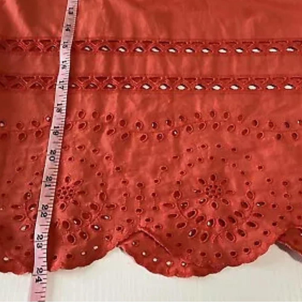 Madewell Top Angelica Rusty Orange Eyelet Short Sleeve Blouse Women’s Size XS - Picture 12 of 12